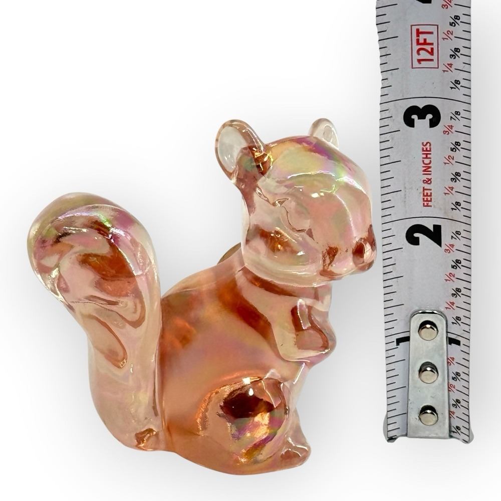 Fenton Hugs For You Squirrel Iridescent Pink Peach Sunset Figurine Paperweight - Picture 2 of 7